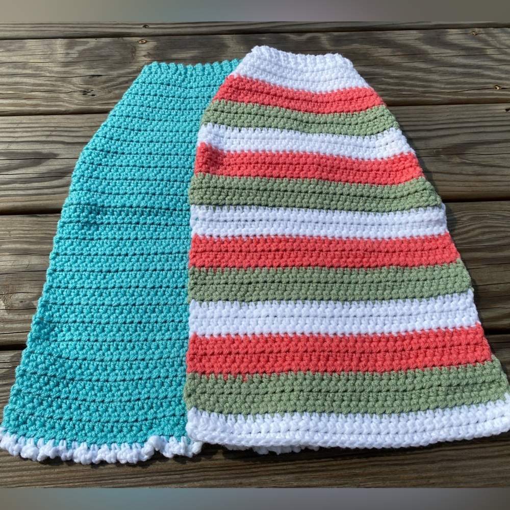 Lot of two handmade, medium dog sweaters